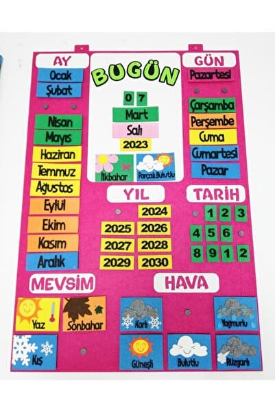 keçeli dünyam Takvim Interaktif - Fuşya (KEÇE EĞİTİM MATERYALİ)