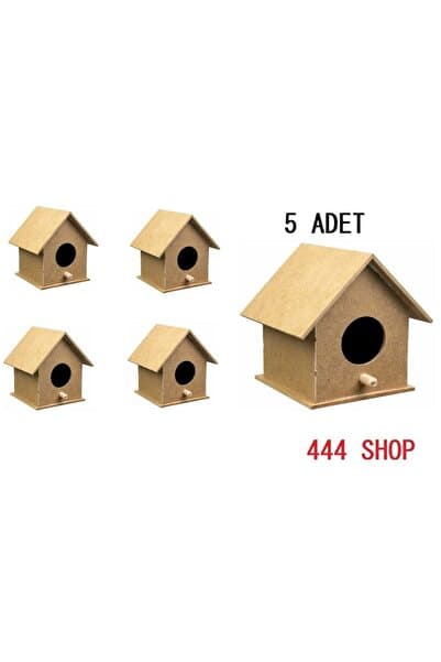 444 Ahşap Kuş Evi Kuş Yuvası 10 Cm X 10 Cm X 12 Cm Boyanabilir Kuş Yuvası. - 5 Adet Karma Renk Seti