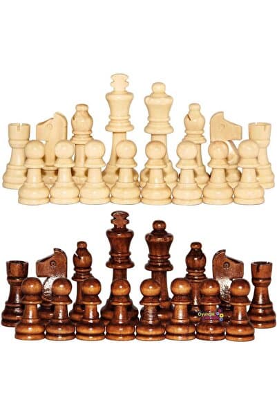 Sedef Okey Eser Ahşap Satranç Taşı No:35 Büyük Boy (şah: 8,8 Mm -piyon: 4 Mm -vezir:8,5 Mm )