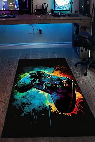 Alpacarpet Kaymaz Taban Makinede Yıkanabilir Gaming Oyuncu Playstation Xbox Gamer Genç Odası Halısı