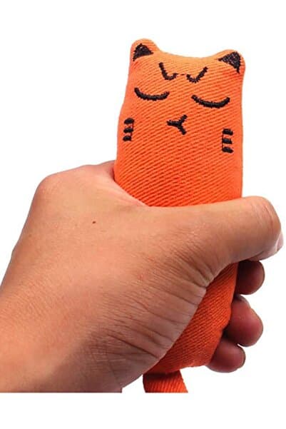 Petish Turuncu Renk Çıngıraklı Kedi Otlu Kedi Oyuncağı