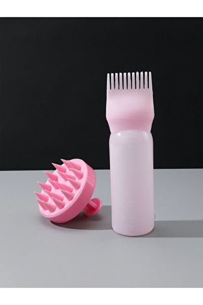 SAÇ BAKIM YAĞI APLİKATÖRÜ PLASTİK ŞİŞE PEMBE +PEMBE MASAJ TARAGI 2 Lİ SAÇ BAKIM PAKETİ