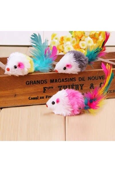 PATİLİDÜNYA Peluş Fare Çakıl Sesli Kedi Oyuncağı Gövde 5 Cm ( 3 Adet)