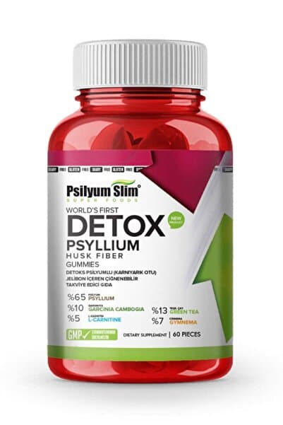Detox Psyllium 60 Adet Çiğnenebilir Jelibon Gummy | Formunu Korumak ve Sindirim için Detoks Seçimi