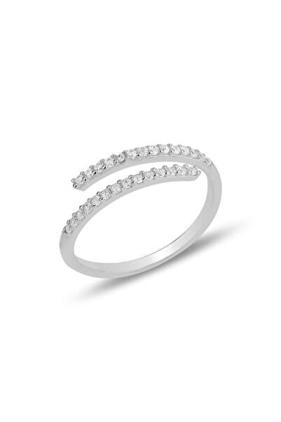 Söğütlü Silver Gümüş Rodyumlu Zirkon Taşlı Üstten Ayarlamalı Yüzük Sgtl11813rodaj
