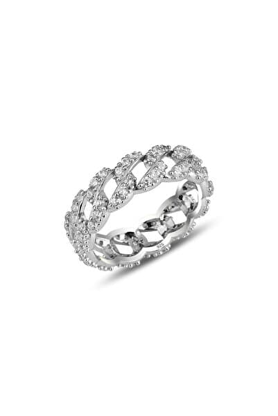 Söğütlü Silver Gümüş Rodyumlu Zirkon Taşlı Zincir Modeli Yüzük Sgtl11600rodaj