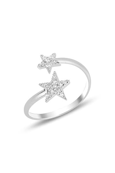 Söğütlü Silver Gümüş Rodyumlu Zirkon Taşlı Yıldız Üstten Ayarlamalı Yüzük Sgtl11838rodaj