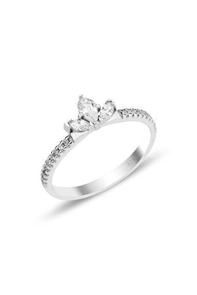 Söğütlü Silver Gümüş rodyumlu zirkon taşlı lotus yüzük SGTL12312RODAJ