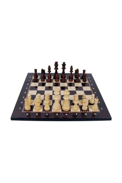 checkmate Lüks Ağaç Ahşap Satranç Takımı Seti Ahşap Figür Dama Üstün Kalite 36x36