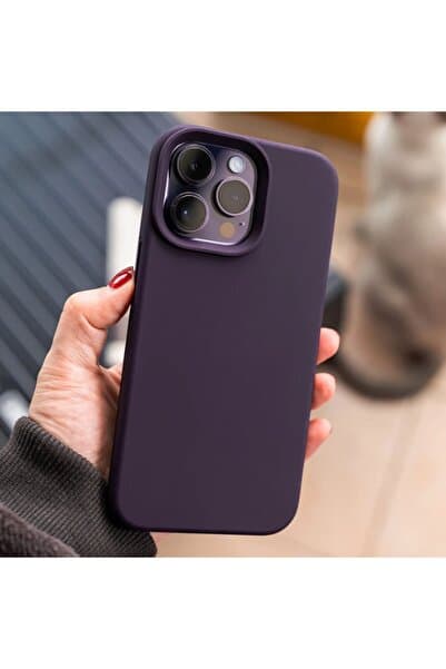KVK PRİVACY Iphone 14 Pro Max Kılıf Kadife Lansman Soft Yumuşak Silikon Kamera Korumalı Kapak Derin Mor