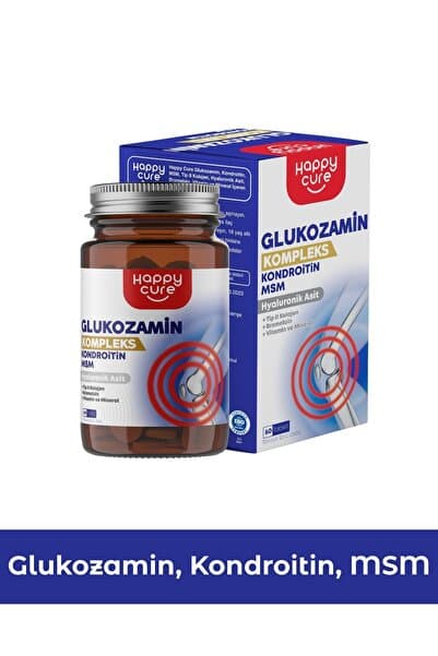 Happy Cure Glukozamin Kompleks 60 Tablet (Glukozamin, Kondroitin, MSM, Tip 2 Kolajen, Bromelain)