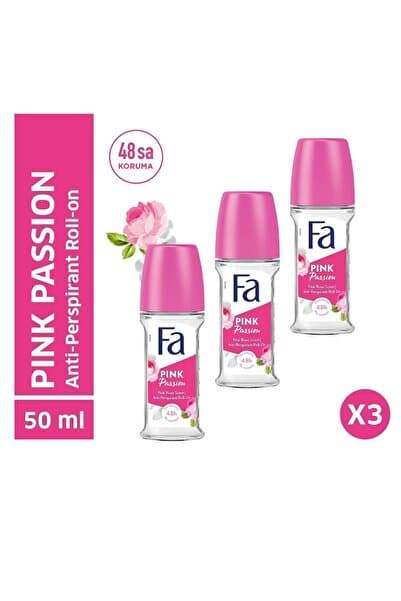 Fa Pink Passion Roll-On Deodorant 3x50 ml set – Aromatik Çiçek Kokusu, 48 Saat Koruma
