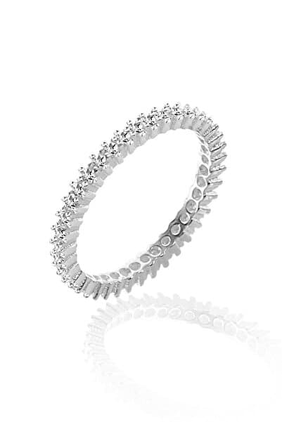 Söğütlü Silver Kadın Gümüş Rengi Tek Sıra Zirkon Taşlı Tamtur Gümüş Yüzük SGTL8766