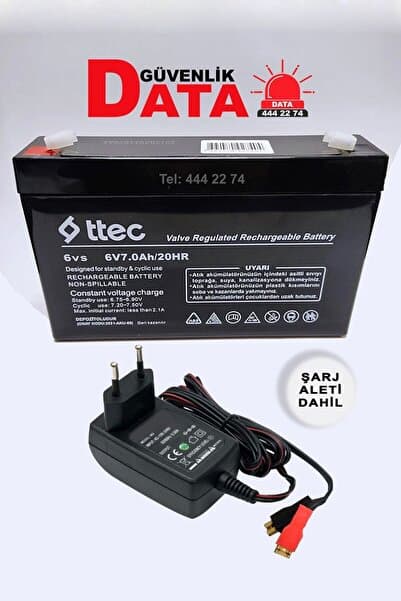 Ttec 6v 7ah 20hr Bakımsız Kuru Akü 6 Volt 7 Amper (2025 ÜRETİM) Akü Şarj Aleti