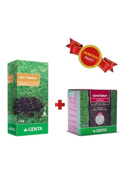 Genta Onarım Çim Tohumu 1 Kg - Genta Genel Bakım Çim Gübresi 1 kg - Çim Onarım Paketi
