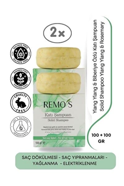 2x Dökülme Karşıtı Katı Şampuan - Ylang Ylang Ve Biberiye Özlü Dökülme Karşıtı 100 gr X 2 Adet