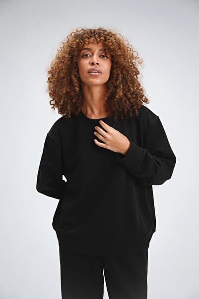 gothamvibes Kadın Timeless Oversize Siyah Sweatshirt