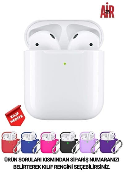 Beyaz 2.nesil Ios Android Uyumlu Kablosuz Bluetooth Kulaklık Karışık Renk Kılıf Hediyeli Plus