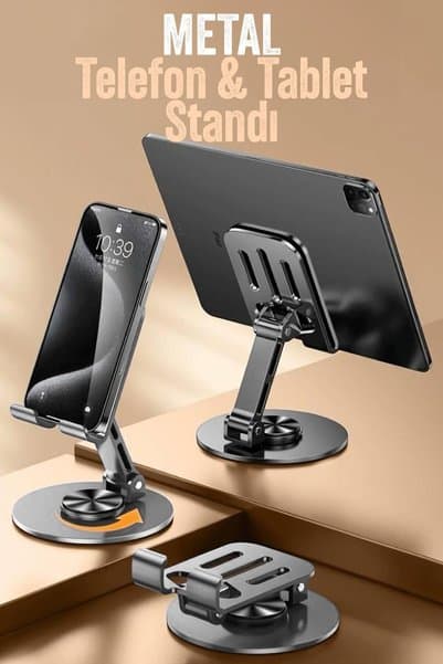Telvesse Ayarlanabilir Metal Katlanabilir Telefon Tutucu Tablet Standı Yüksek Kalite 360° S013