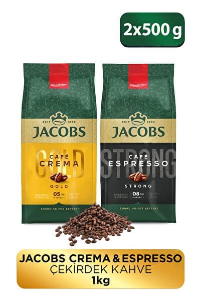 Jacobs Çekirdek Kahve Tanışma Paketi Cafe Crema 500gr + Cafe Espresso 500gr