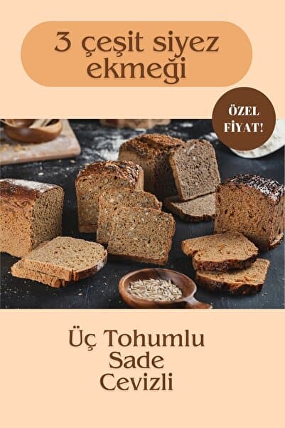 Siyez Evi 3 kg %100 Siyez Ekmeği 3’lü paket 3x1kg (Sade- Üç Tohumlu-Cevizli)