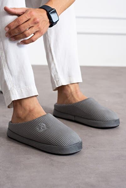 NOVİNS Unisex Nakışlı Kadife Fitilli Desen Rahat Yumuşak Tabanlı İçi Kürklü Terlik