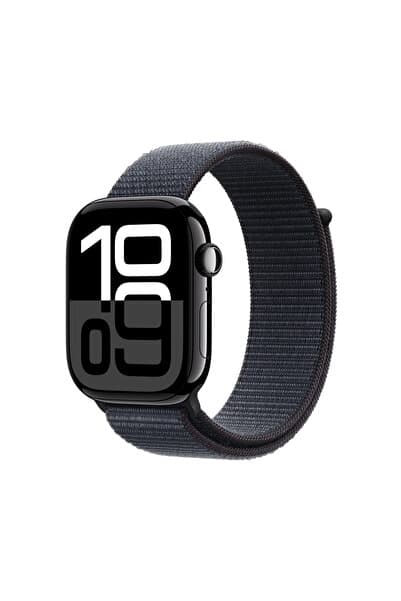 Apple Watch Series 10 GPS + Cellular 42mm Jet Siyah Alüminyum Kasa + Mürekkep Moru Spor Loop