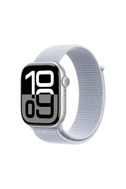 Apple Watch Series 10 GPS + Cellular 42mm Gümüş Alüminyum Kasa + Bulut Mavisi Spor Loop
