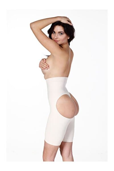 Kadın S-m-l-xl-2xl Beden Ten Popo Açık Dikişsiz Yüksek Bel Paçalı Korse Ten