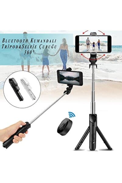 ELSE NIPPON Düz Siyah Bluetooth Kumandalı Selfie Çubuğu-monopod Telefon Tutucu
