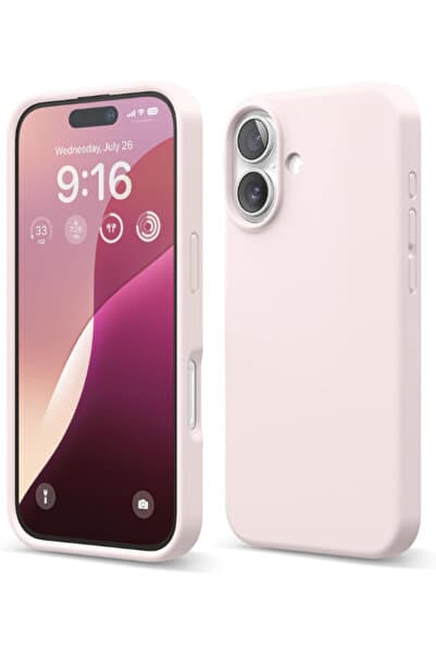 KVK PRİVACY Apple iPhone 16 Kılıf Kadife Lansman Soft Yumuşak Liquid Silikon Kamera Korumalı Kapak Kum Pembe