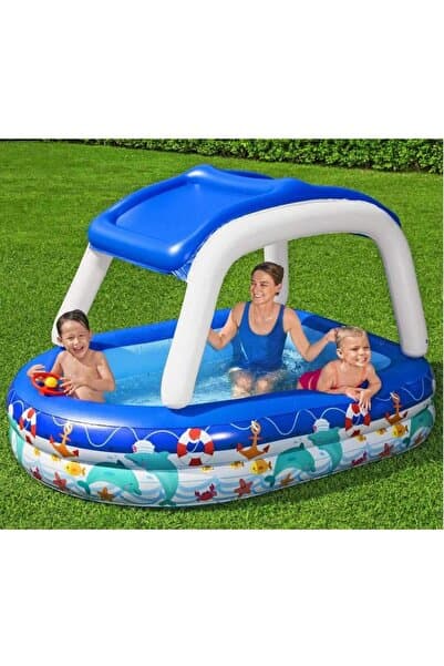 Bestway 54370 Büyük Boy Dikdörtgen Şişme Aile Havuzu 213X155X132