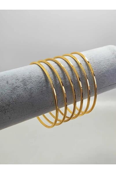 22 Ayar Altın Kaplama Tırtıklı Ince Ajda Ray Parlak Sade 1 Adet Bilezik
