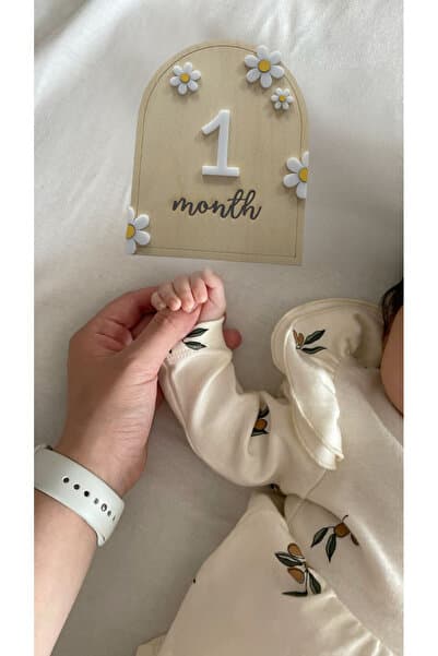 Home Doğal Ahşap Huş Kontra & Pleksi Rakamlı Bebek 12 Ay Anı Kartları | Fotoğraf Çekim Seti