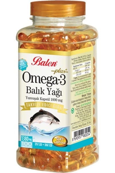 Balen Omega3 Balık Yağı (EPA:300mg + DHA:200mg) Yumuşak Kapsül 100 ADET 1000 mg
