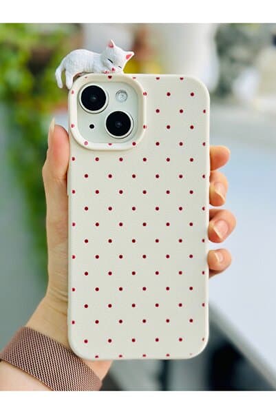 Go Aksesuar Iphone 13 - 14 Ve 15 Uyumlu 3d Oyuncaklı Puantiye Kedi Tasarımlı Esnek Silikon Kılıfı
