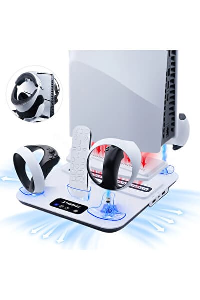 Aırstorr TP5-3550 Çok fonksiyonlu Soğutma Fanı Type-c 5V 3A denetleyici PS5/Slim/PS VR2 için şarj standı askı