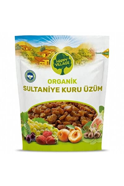 happy vıllage Organik Sultaniye Kuru Üzüm - Sarı Üzüm Kurusu - Kuru Meyve - Organik Kuru Meyve 1 Kg