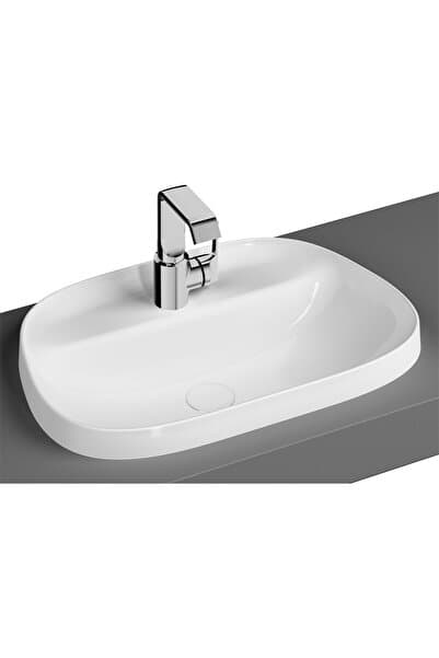 VitrA Frame 5696B403-0041 Tezgah Üstü TV Lavabo, Armatür Bantlı, Clean, 57 cm, Beyaz