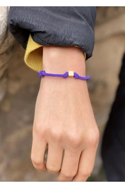 14 Ayar Altın Mor İpli Kadın/Erkek Küp Bileklik