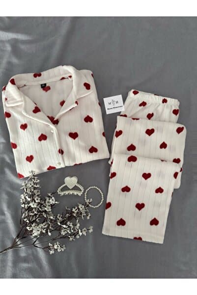 MH Moony Homewears Ma Valantine Kışlık Yılbaşı Hediyesi Termal Polar Pijama Takımı