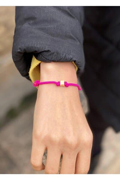 14 Ayar Altın Pembe İpli Kadın/Erkek Küp Bileklik