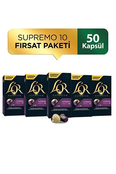 Supremo Intensity 10 Nespresso Uyumlu Kapsül Kahve Fırsat Paketi 10 Adet x 5 Paket
