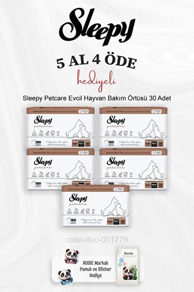 Sleepy Petcare Evcil Hayvan Bakım Örtüsü 30'lu 5 Paket ve Pamuk