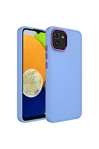 TechTrove Galaxy A03 İçin Uyumlu Metal Çerçeve ve Buton Tasarımlı Silikon Kılıf