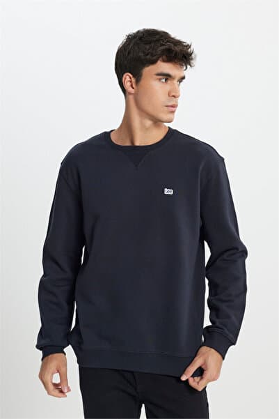 Lee Regular Fit %100 Pamuk Bisiklet Yaka Siyah Şardonlu İçi Polarlı Sweatshirt