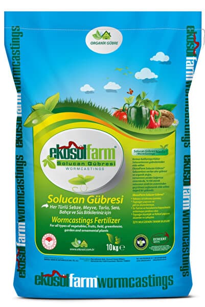 EkosolFarm Solucan Gübresi 10 Kg (20 LT) %25 Nem Oranı Tüm Bitkilerde Kullanıma Uygun %100 Solucan Gübresi