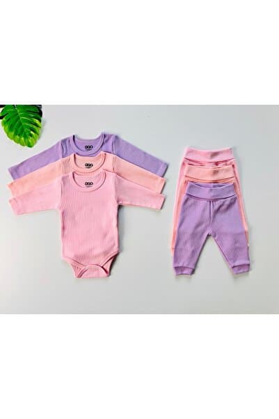 EFU BABY 3'lü %100 Pamuklu Raporlu Kız Bebek Basic Body Pantolon Takım