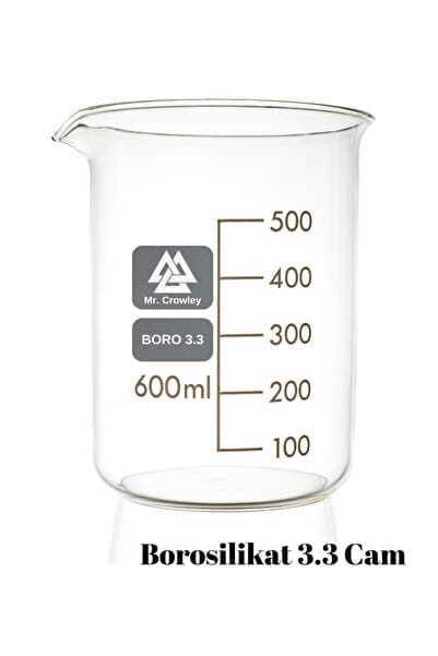 Mr. Crowley Cam Beher 600 ml Kısa Form Isıya Dayanıklı Beherglas