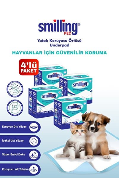 Smilling Pet SMİLLİNG PET Köpek Çiş Pedi-hast Altı Koruyucu Bez 60x90 30'lu(120 Adet)